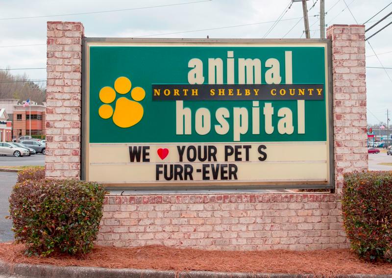 Carousel Slide 1: North Shelby County Animal Hospital Exterior Sign